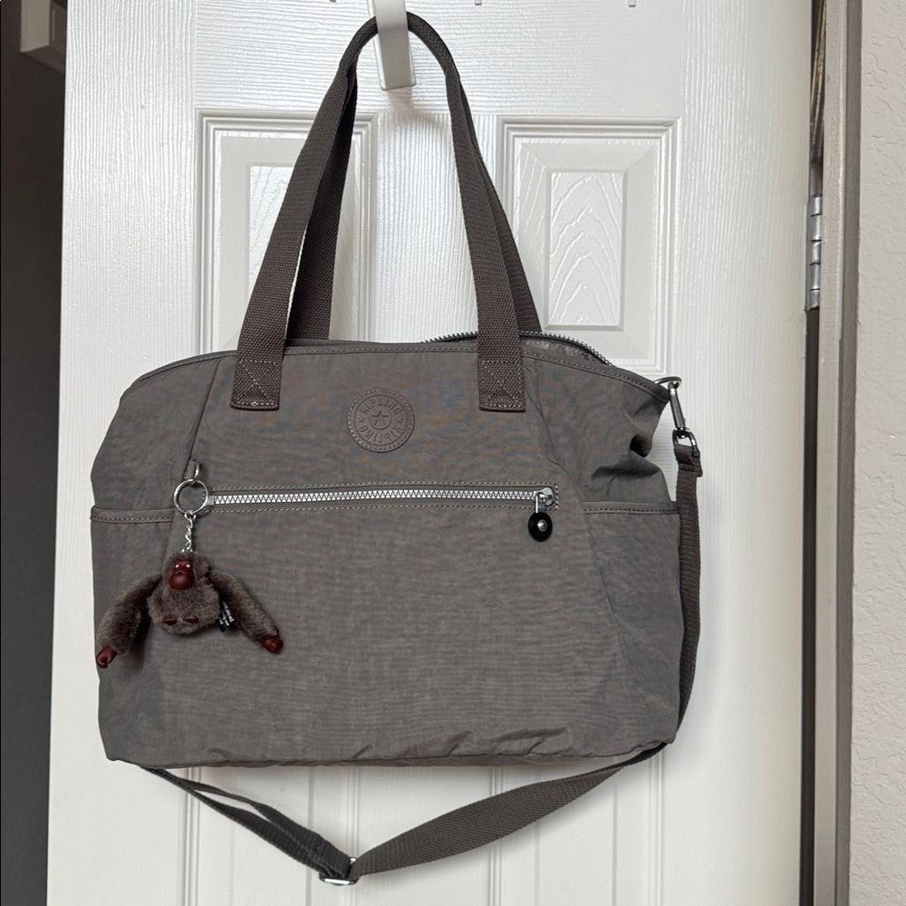 Kipling Gray Tote Bag with Charm